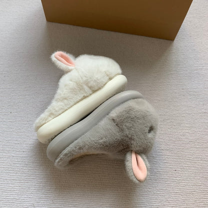 Fluffy Bunny Platform Slippers