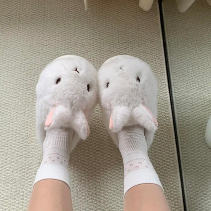Fluffy Bunny Platform Slippers