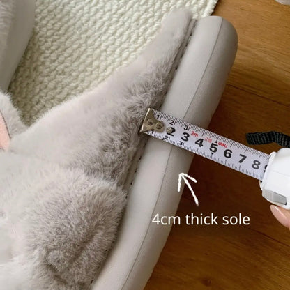 Fluffy Bunny Platform Slippers