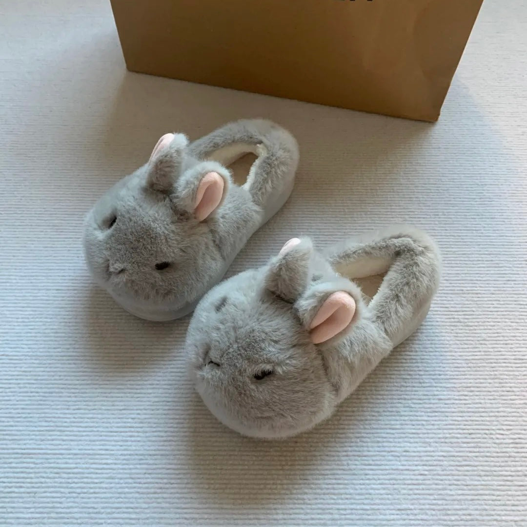 Fluffy Bunny Platform Slippers